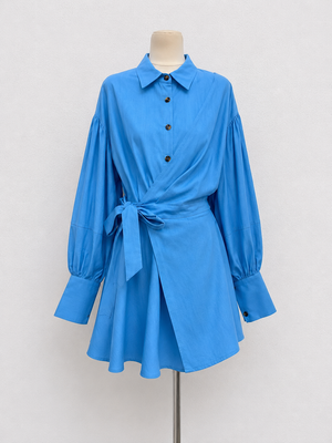 RIVIERA ZIMM LINEN | Linen Wrap Mini Dress