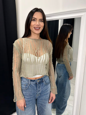 SHEER KNIT CROP TOP