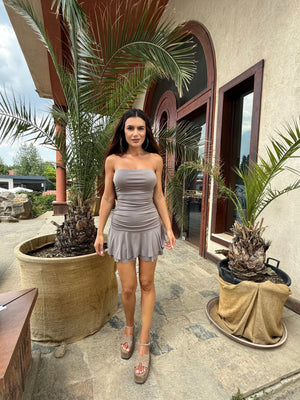 MOCHA BREEZE – Short strapless dress