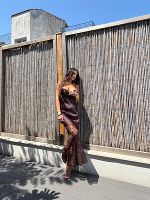 Champagne Glow – satin long dress