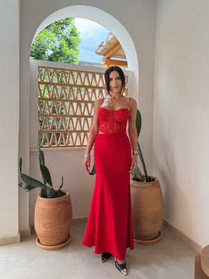 SCARLET LACE – Elegant Dress with a Lace Corset
