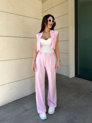ROSE BLUSH CROPPED VEST SET