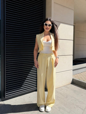 IVORY CROPPED VEST SET