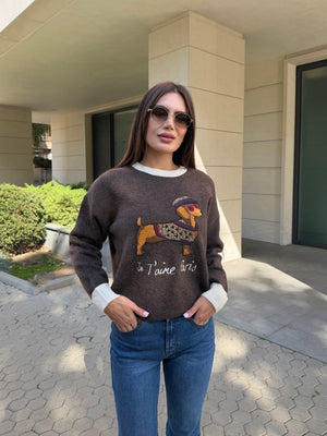 PARIS DACHSHUND – sweater with appliqué