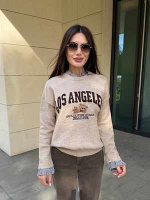 LOS ANGELES TEDDY – shirt-effect sweater