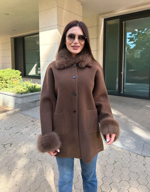 LUXE FUR LONG CARDIGAN – long cardigan with a fluffy collar