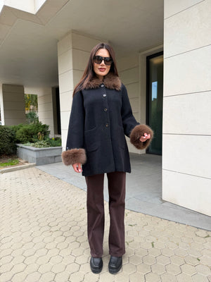 LUXE FUR LONG CARDIGAN – long cardigan with a fluffy collar