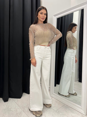 WHITE WIDE-LEG JEANS