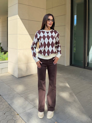 ARGYLE KNIT SWEATER – knitted sweater with diamond pattern