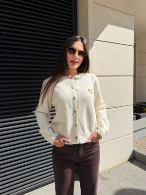 TEDDY BUTTON CARDIGAN – knitted cardigan with teddy bear buttons
