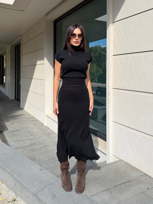 NOIR KNIT SET – knitted top and skirt set