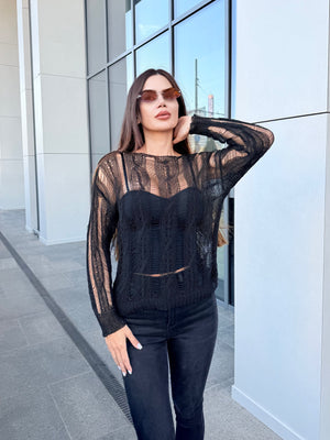 SHEER KNIT TOP – airy knitted top