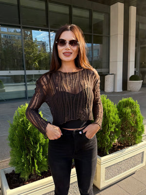 SHEER KNIT CROP TOP