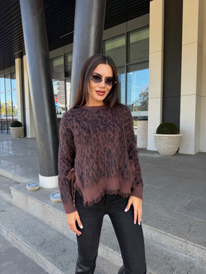 LEOPARD TIE KNIT – sweater with side ties