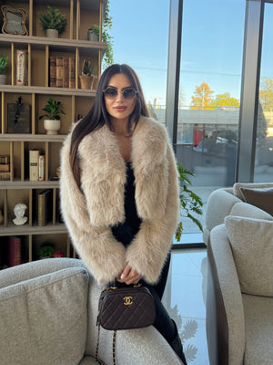 LUXE FUR BOLERO – cropped faux-fur bolero