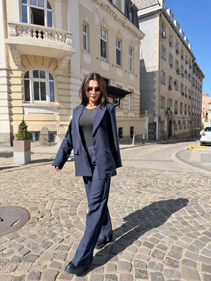 PINSTRIPE NAVY SUIT – blazer and trousers