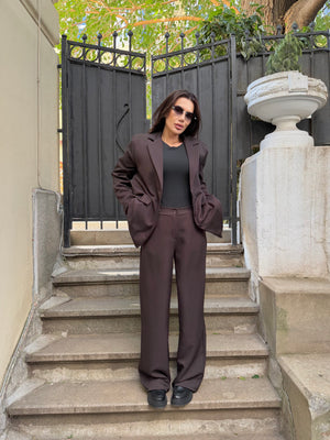 PINSTRIPE BROWN SUIT – blazer and trousers