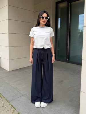 NAVY PINSTRIPE PANTS